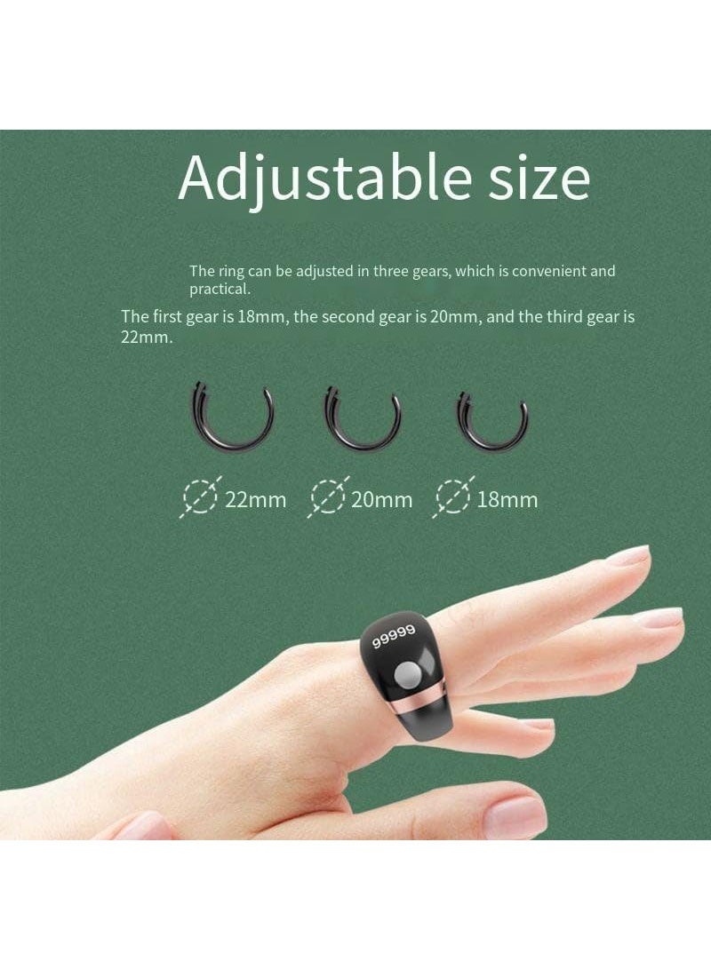 Tasbih Counter Zikr Rings, Smart Tasbeeh, Electronic Digital Tasbih Rings Adjustable Finger Counter Clicker Ring 18/20/22mm for Muslims Prayer, Reminder, Home（Black） - Image 3